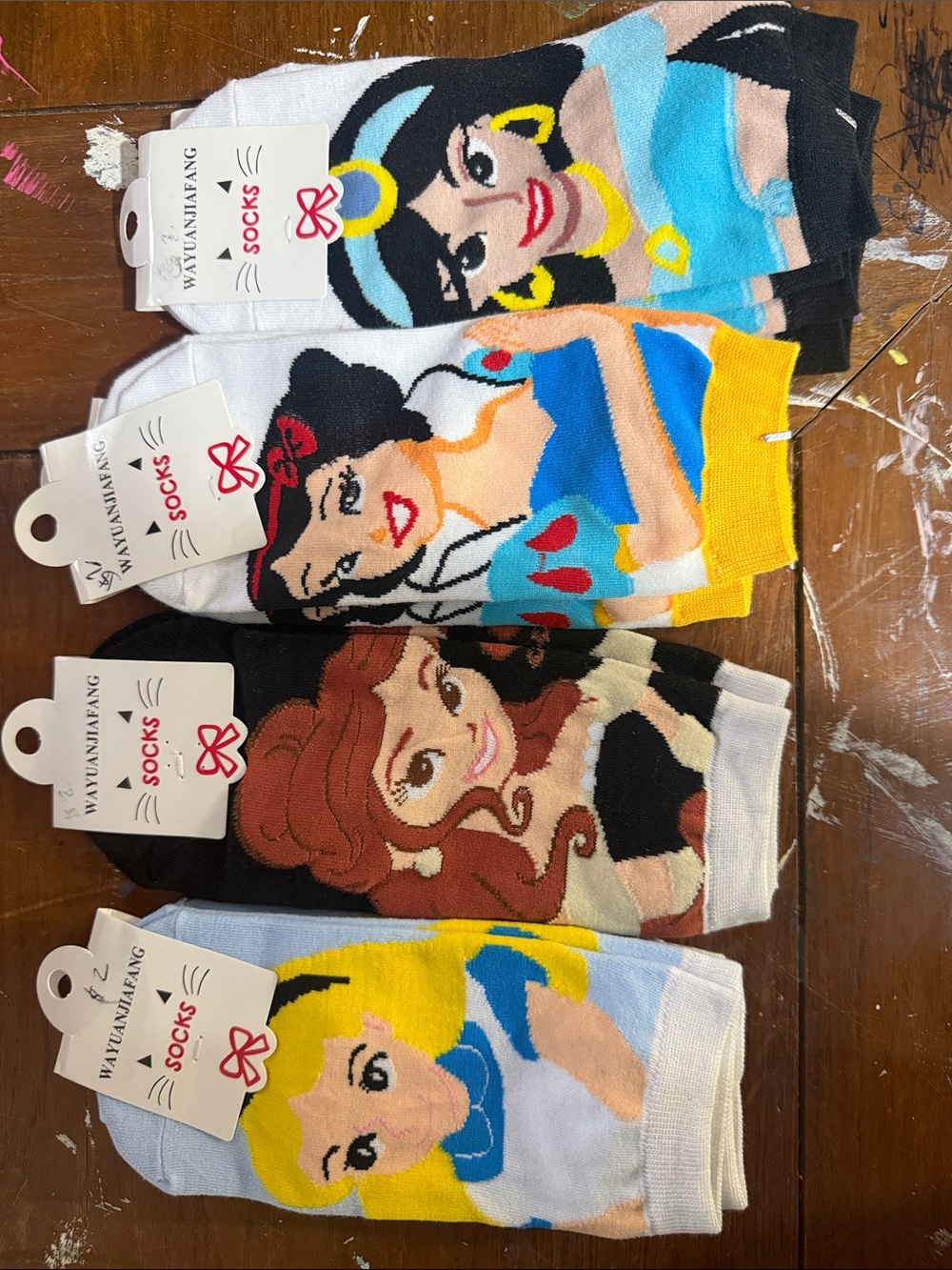 8 pair Cartoon Princess Ankle Socks - Multi Color